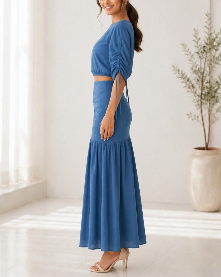 Ladies New Feeling Blue Ruche Two Piece Set - StylePhase SA