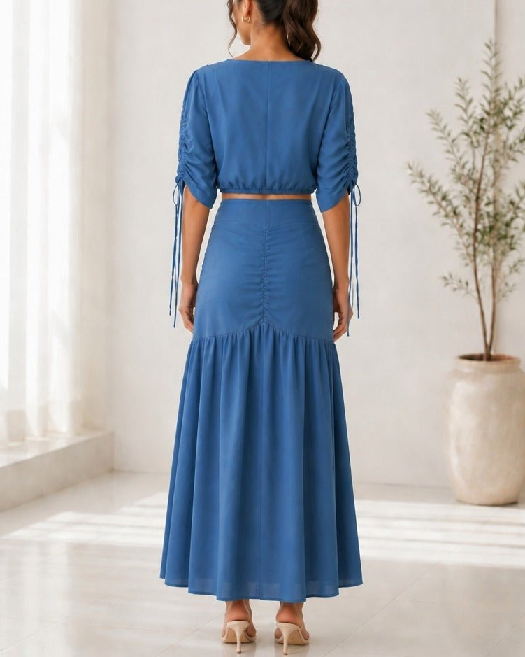 Ladies New Feeling Blue Ruche Two Piece Set - StylePhase SA