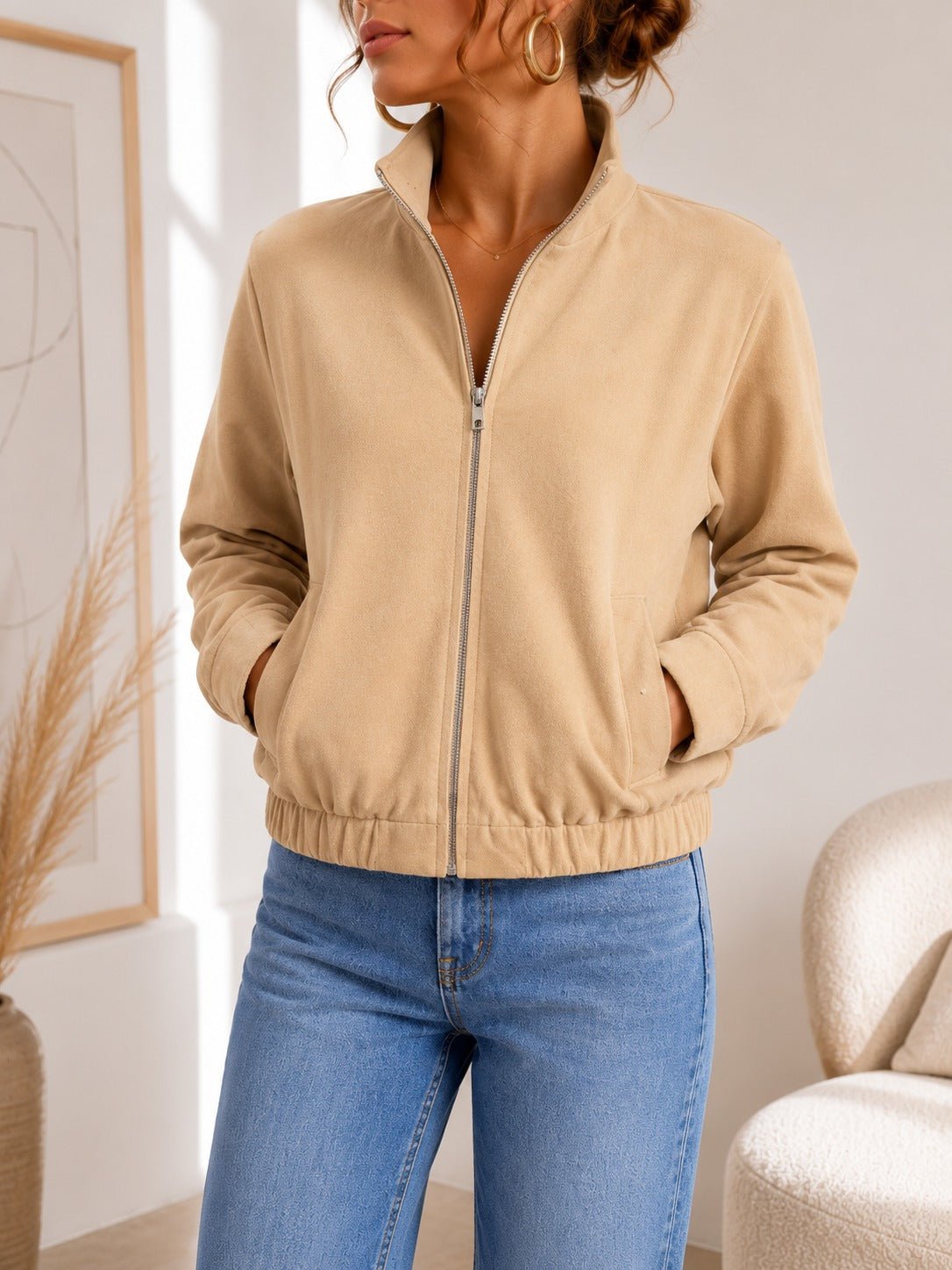 Ladies New Feeling Bomber Jacket - Beige - StylePhase SA