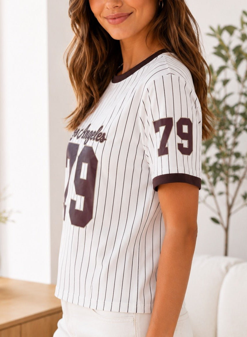 Ladies New Feeling Brown Baseball Sweater - StylePhase SA