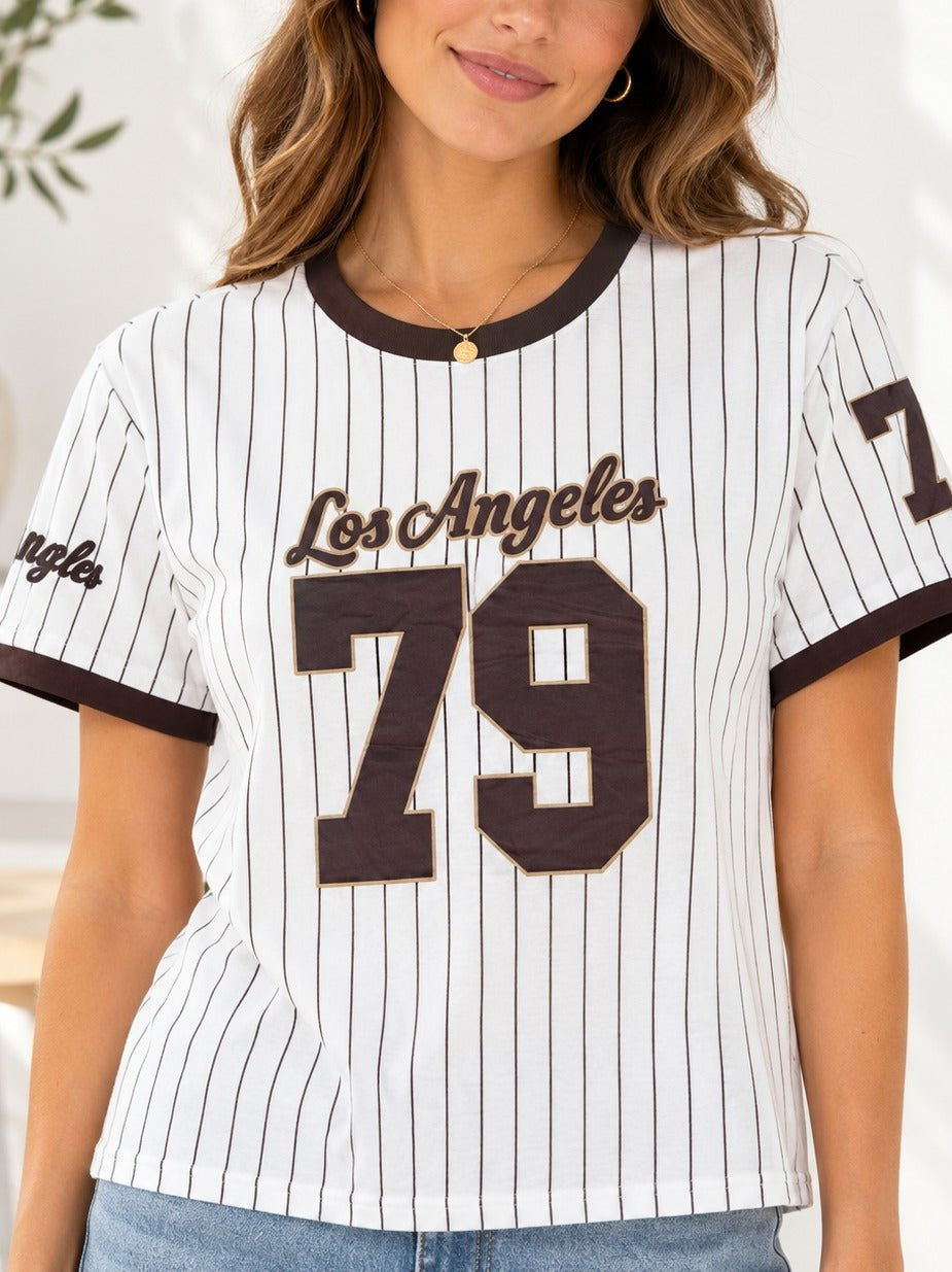 Ladies New Feeling Brown Baseball Sweater - StylePhase SA