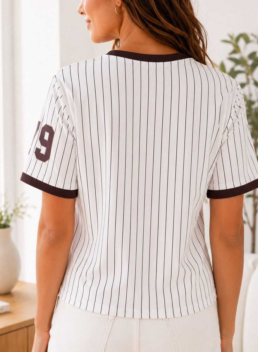Ladies New Feeling Brown Baseball Sweater - StylePhase SA