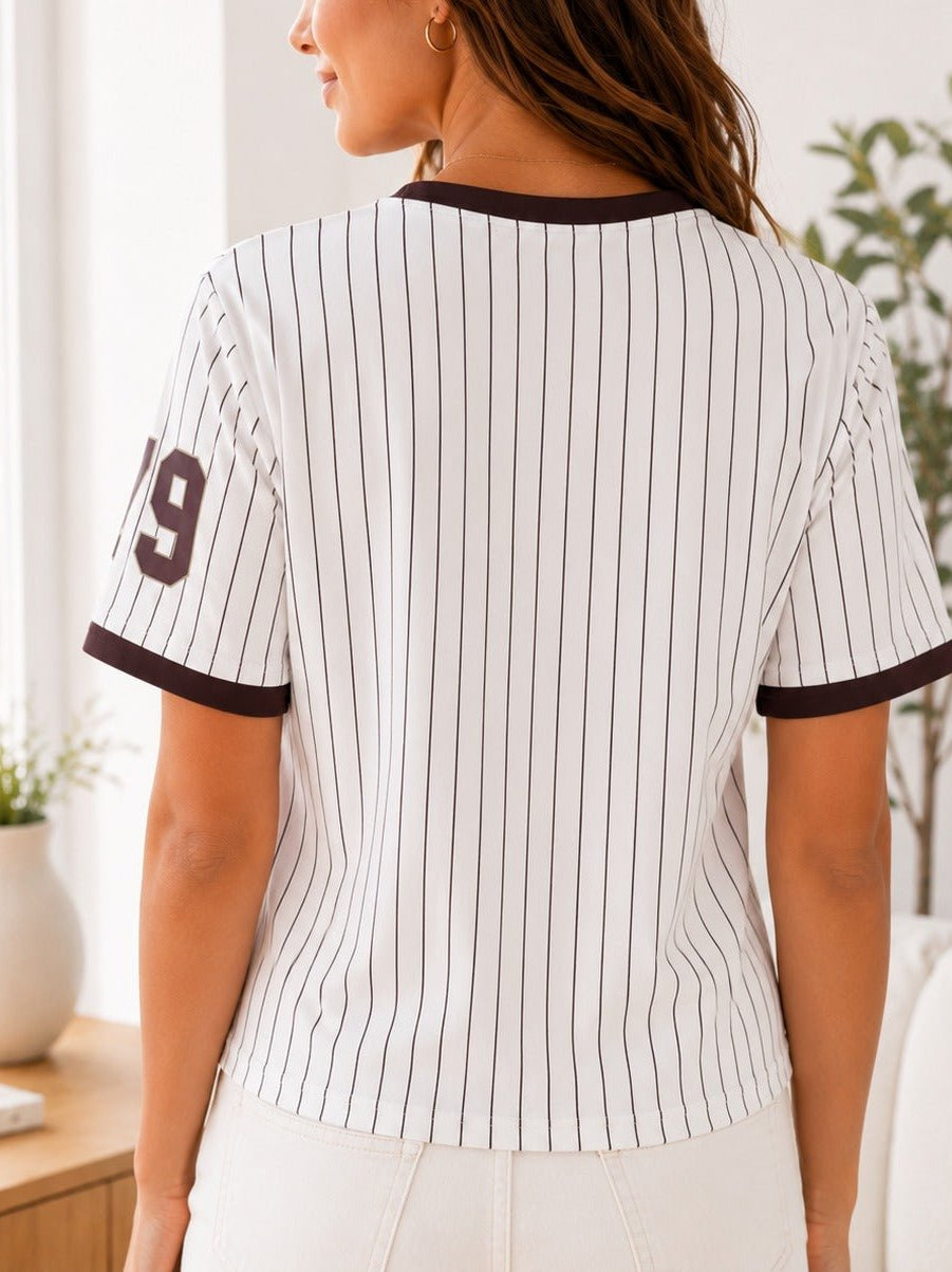 Ladies New Feeling Brown Baseball Sweater - StylePhase SA