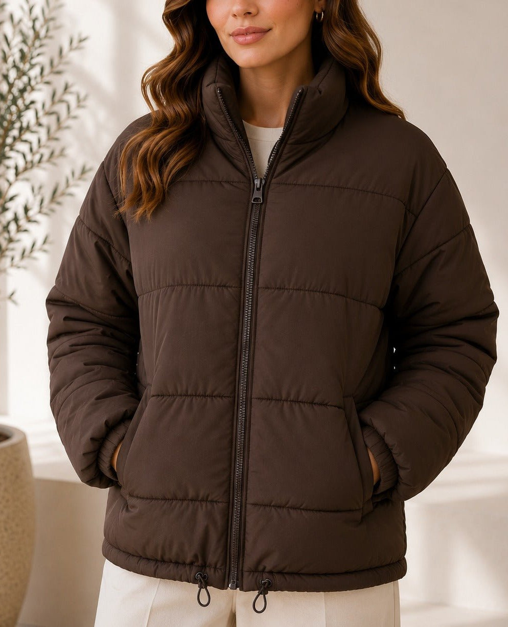 Ladies New Feeling Chocolate Brown Puffer Jacket - StylePhase SA