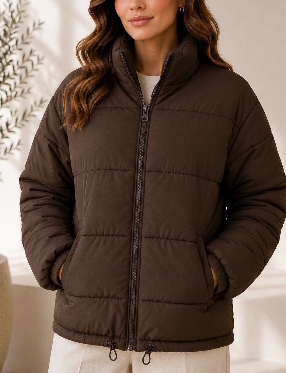 Ladies New Feeling Chocolate Brown Puffer Jacket - StylePhase SA