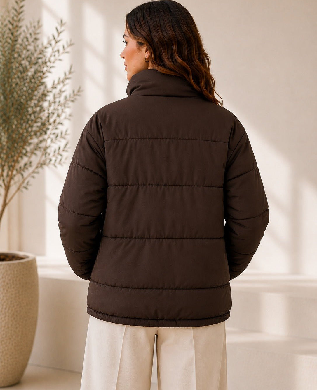 Ladies New Feeling Chocolate Brown Puffer Jacket - StylePhase SA