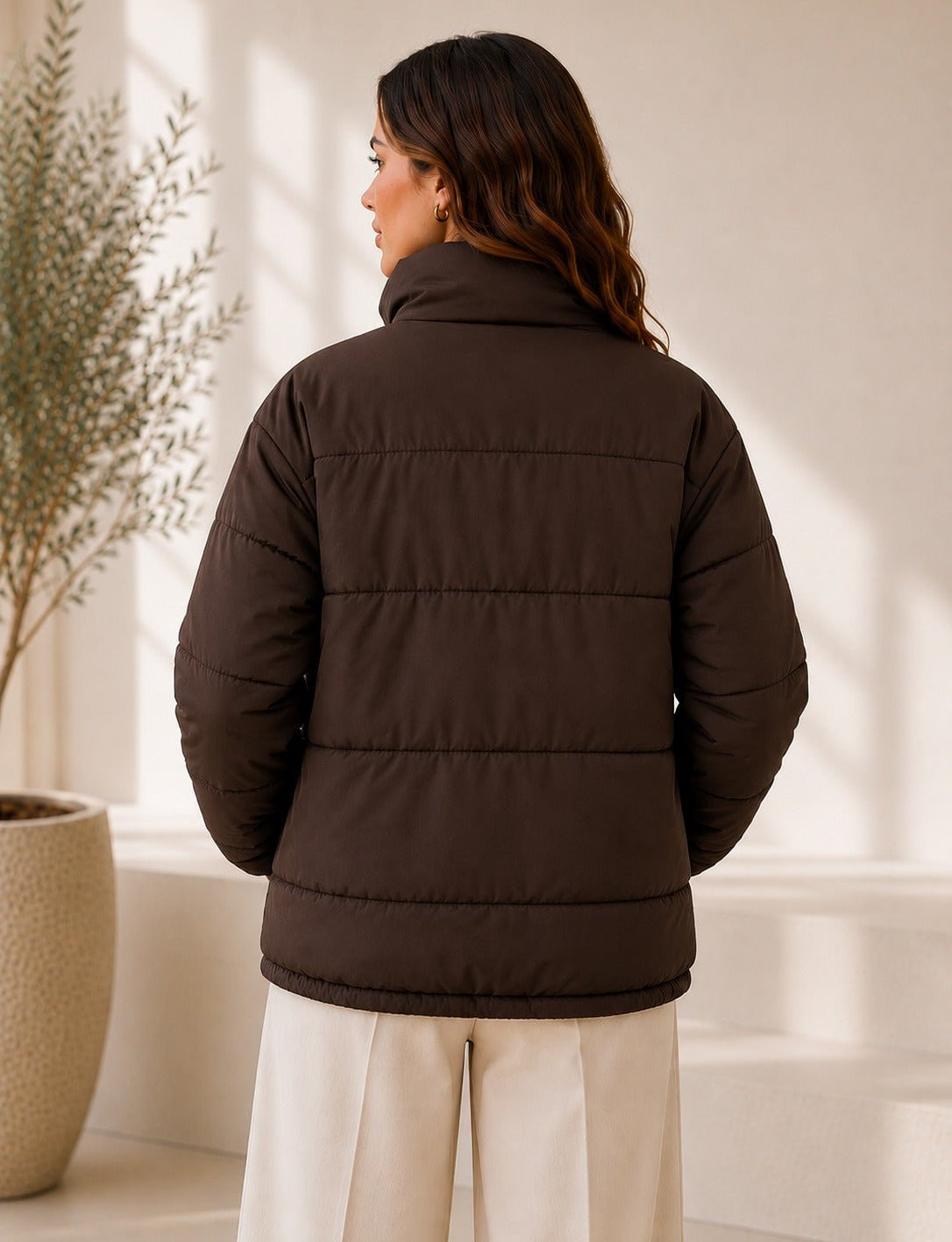 Ladies New Feeling Chocolate Brown Puffer Jacket - StylePhase SA