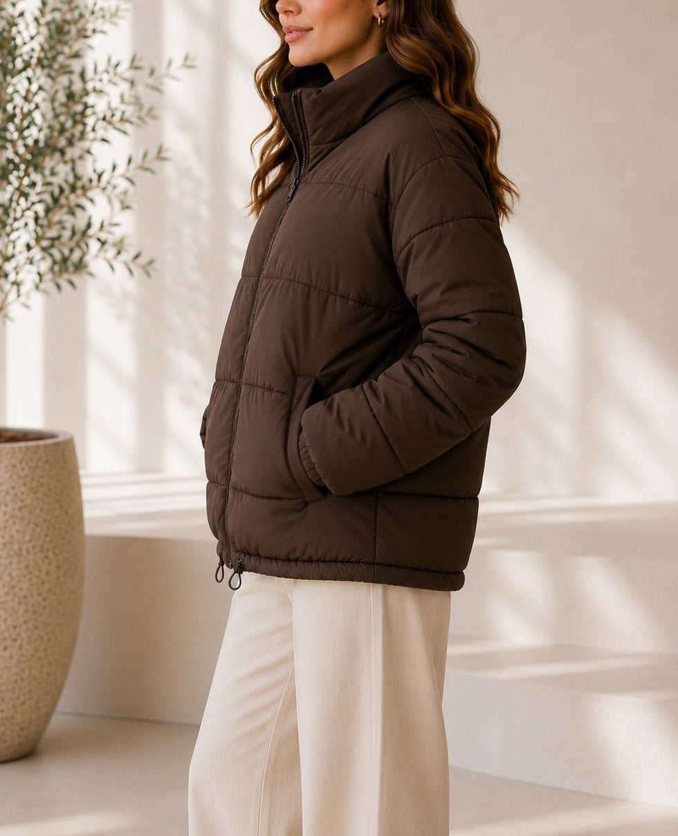 Ladies New Feeling Chocolate Brown Puffer Jacket - StylePhase SA