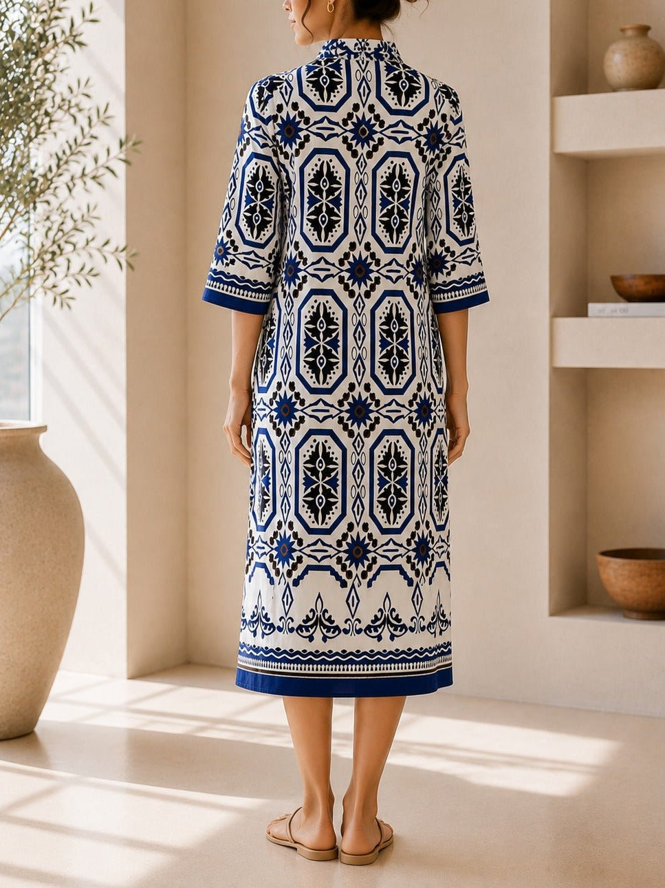 Ladies New Feeling Collar Button Royal Dress - StylePhase SA
