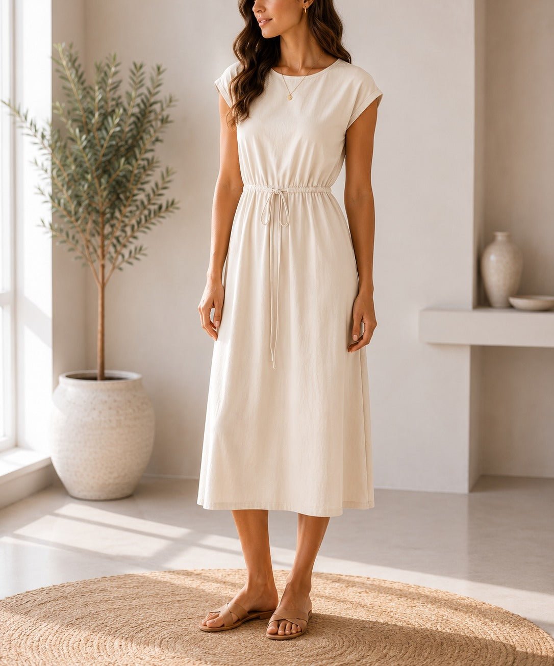 Ladies New Feeling Cream Tunic Dress - StylePhase SA