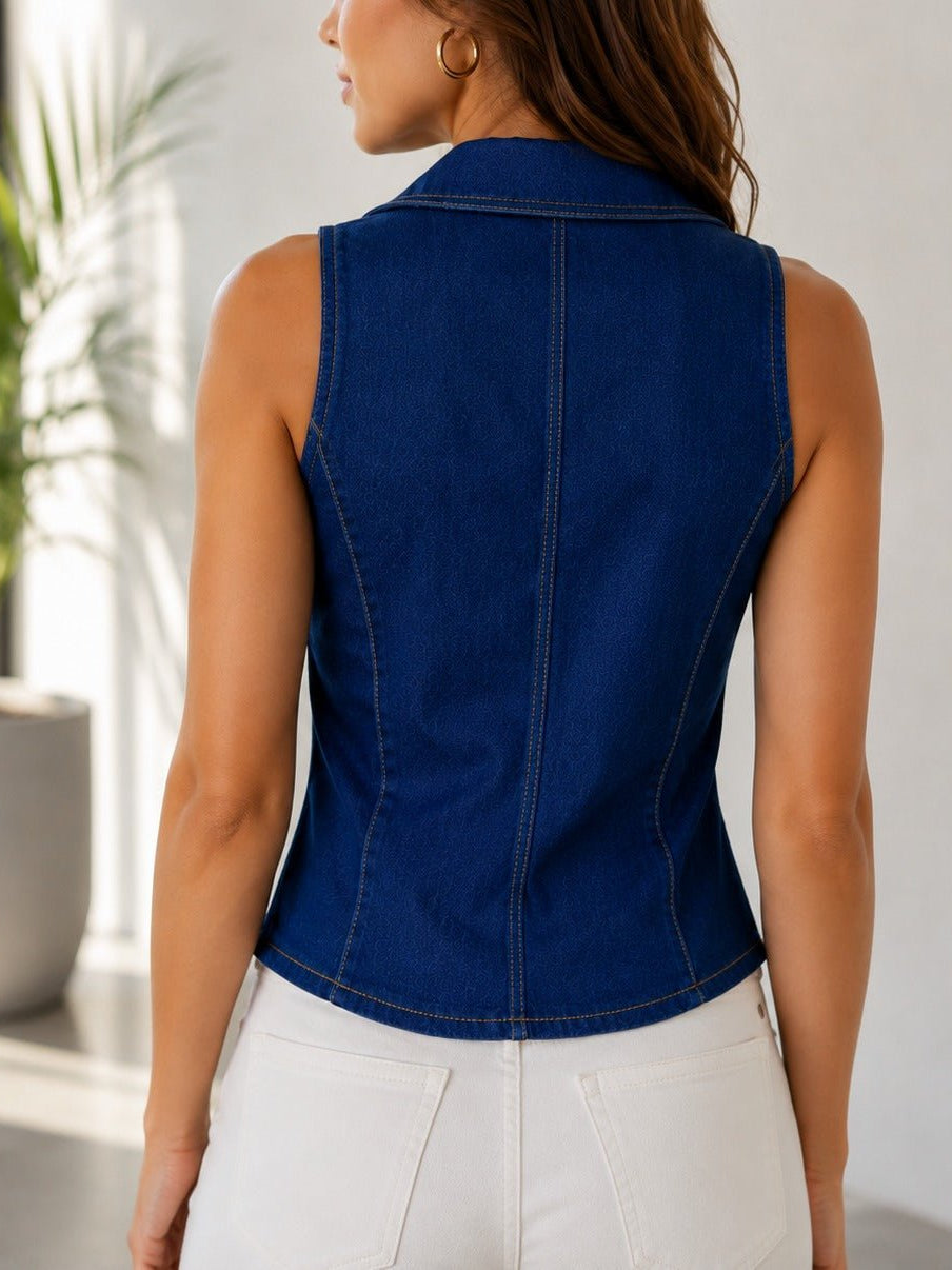 Ladies New Feeling Denim Sleeveless Vest - StylePhase SA