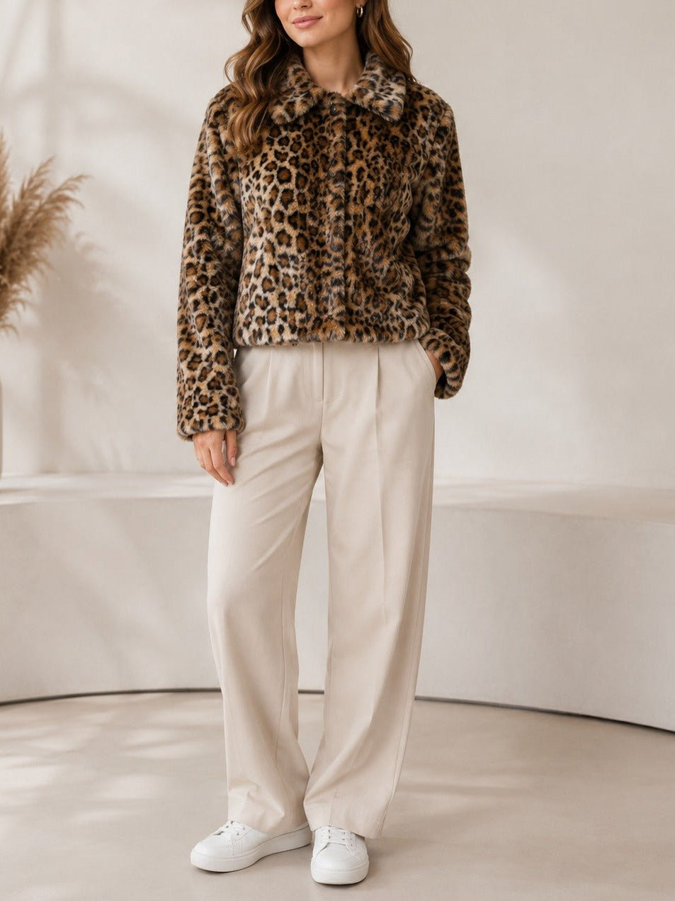 Ladies New Feeling Faux Fur Leopard Print Jacket - StylePhase SA
