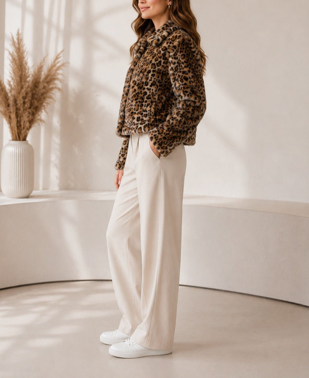 Ladies New Feeling Faux Fur Leopard Print Jacket - StylePhase SA