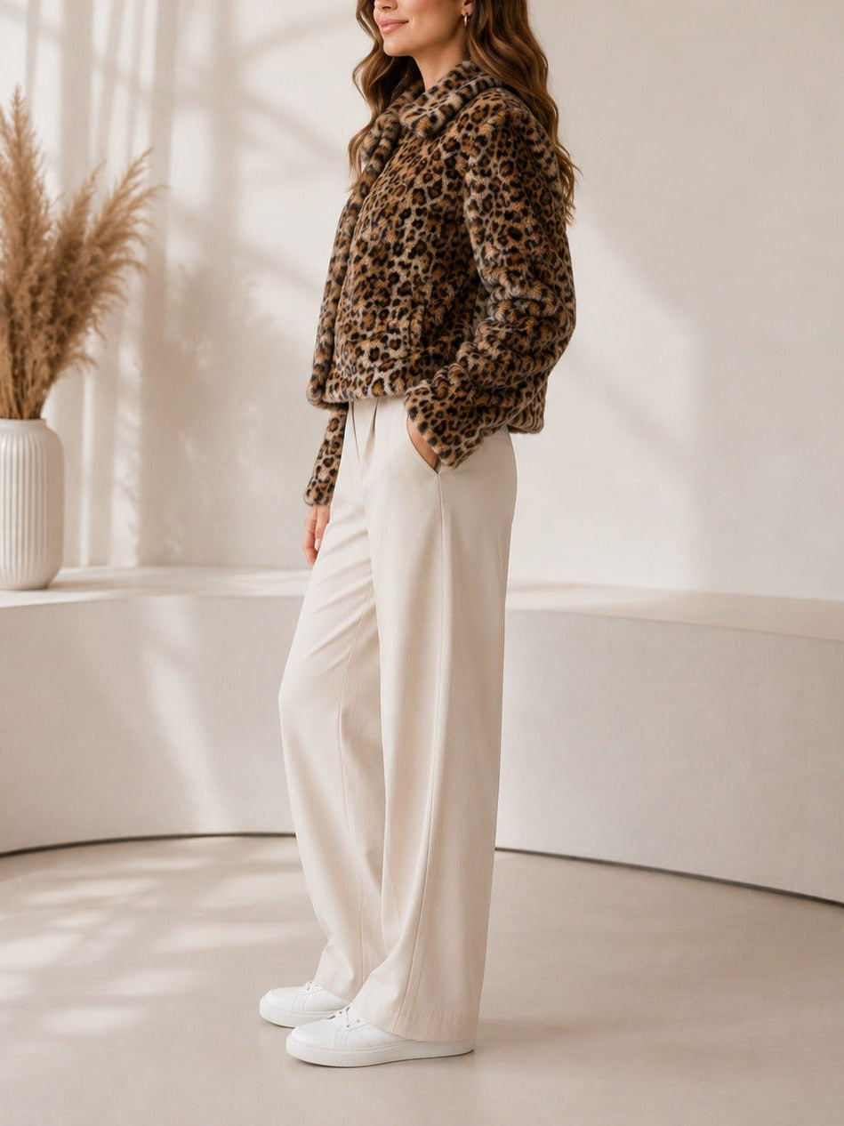 Ladies New Feeling Faux Fur Leopard Print Jacket - StylePhase SA