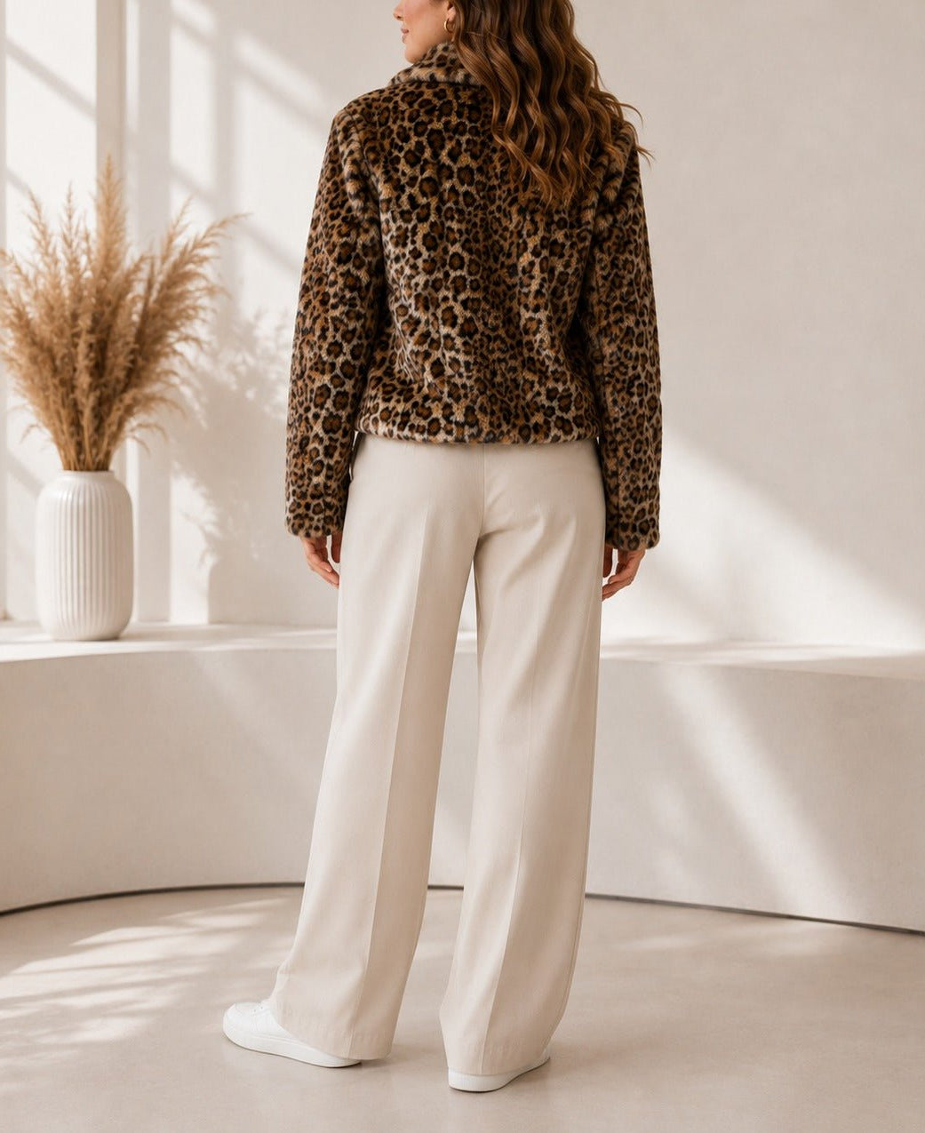 Ladies New Feeling Faux Fur Leopard Print Jacket - StylePhase SA