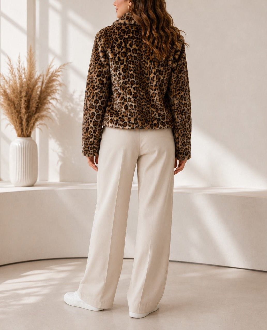 Ladies New Feeling Faux Fur Leopard Print Jacket - StylePhase SA