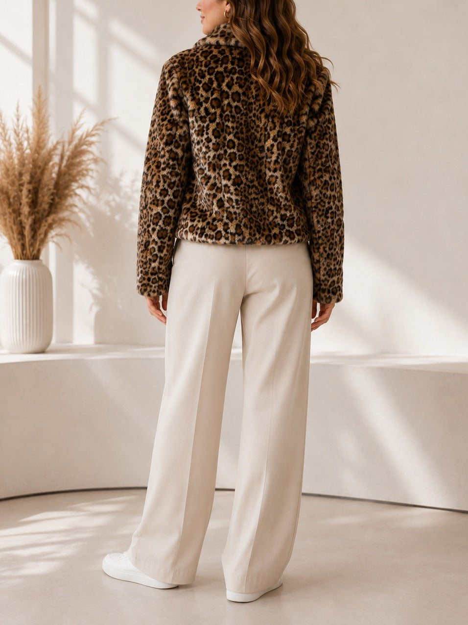 Ladies New Feeling Faux Fur Leopard Print Jacket - StylePhase SA