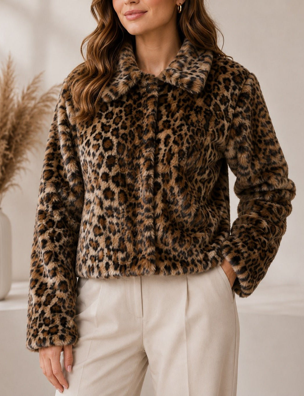 Ladies New Feeling Faux Fur Leopard Print Jacket - StylePhase SA