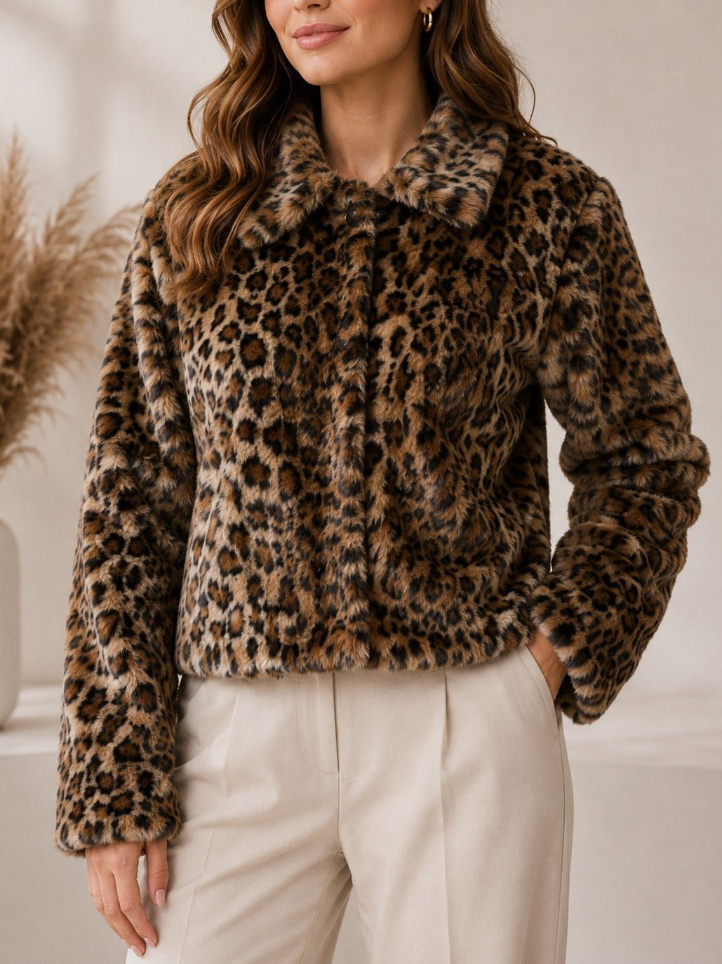 Ladies New Feeling Faux Fur Leopard Print Jacket - StylePhase SA
