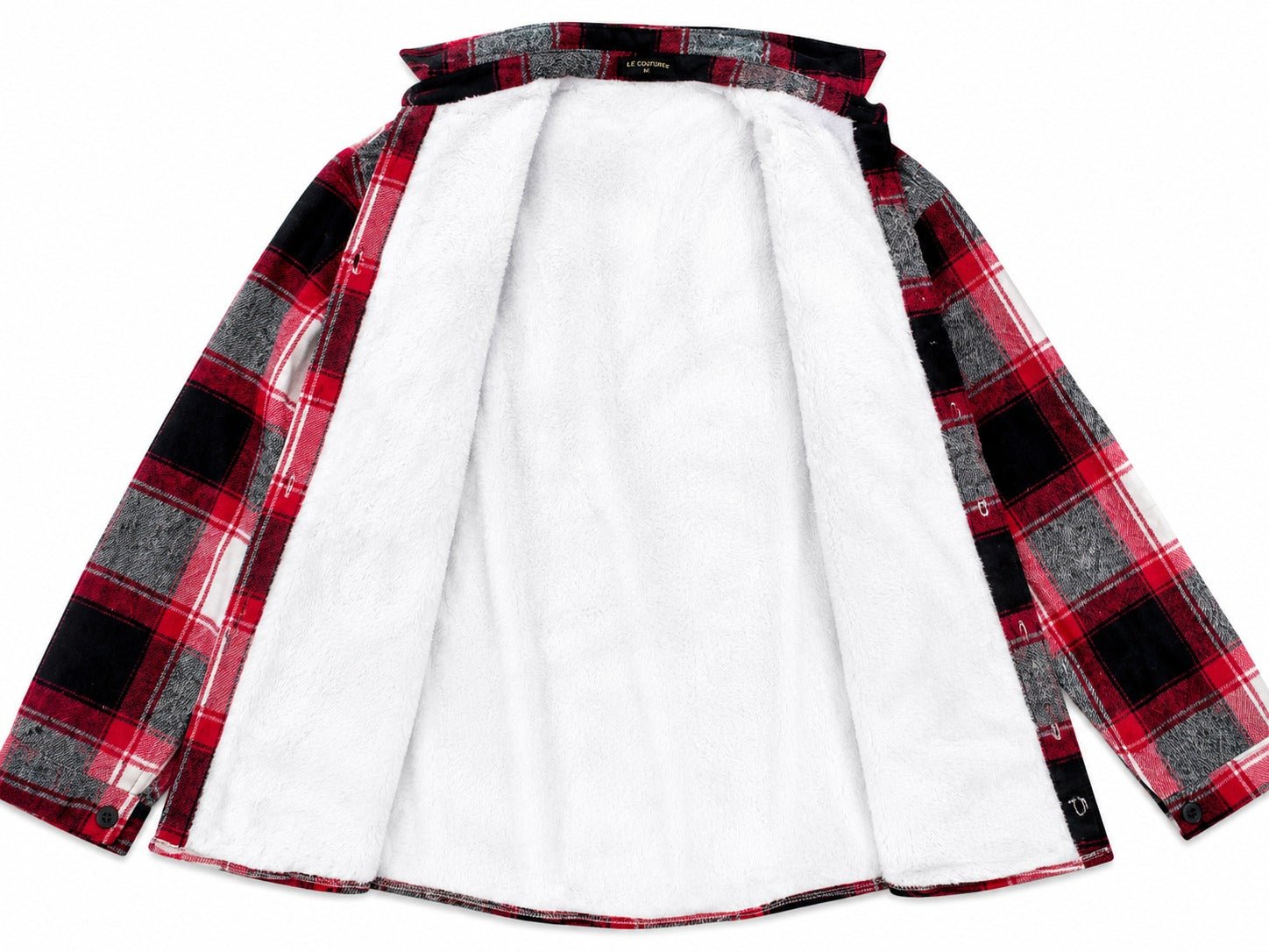 Ladies New Feeling Fur Lined Shacket- Red And White - StylePhase SA