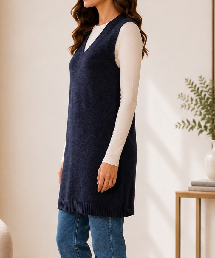 Ladies New Feeling Jersey Sleeveless Cardigan-Black - StylePhase SA