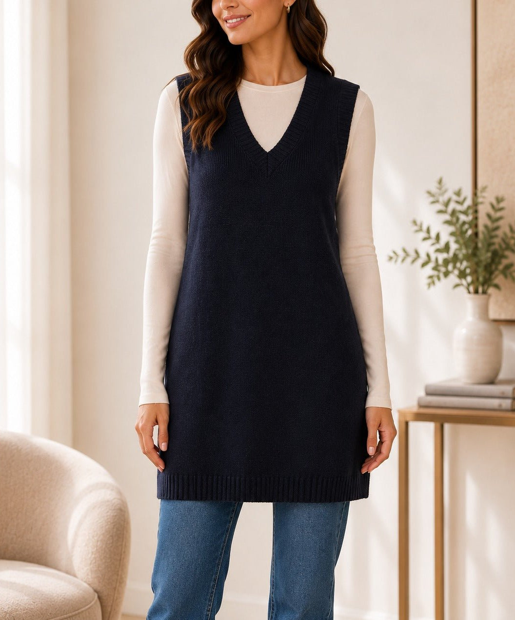 Ladies New Feeling Jersey Sleeveless Cardigan-Black - StylePhase SA