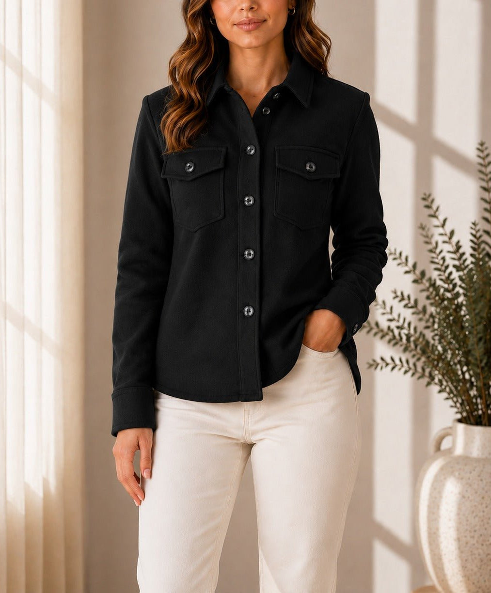 Ladies New Feeling Melton Black Shirt - StylePhase SA