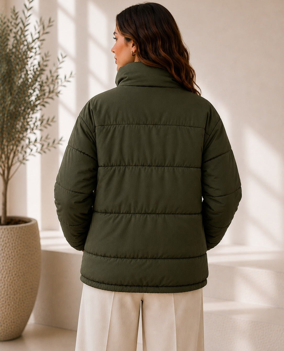 Ladies New Feeling Olive Puffer Jacket - StylePhase SA