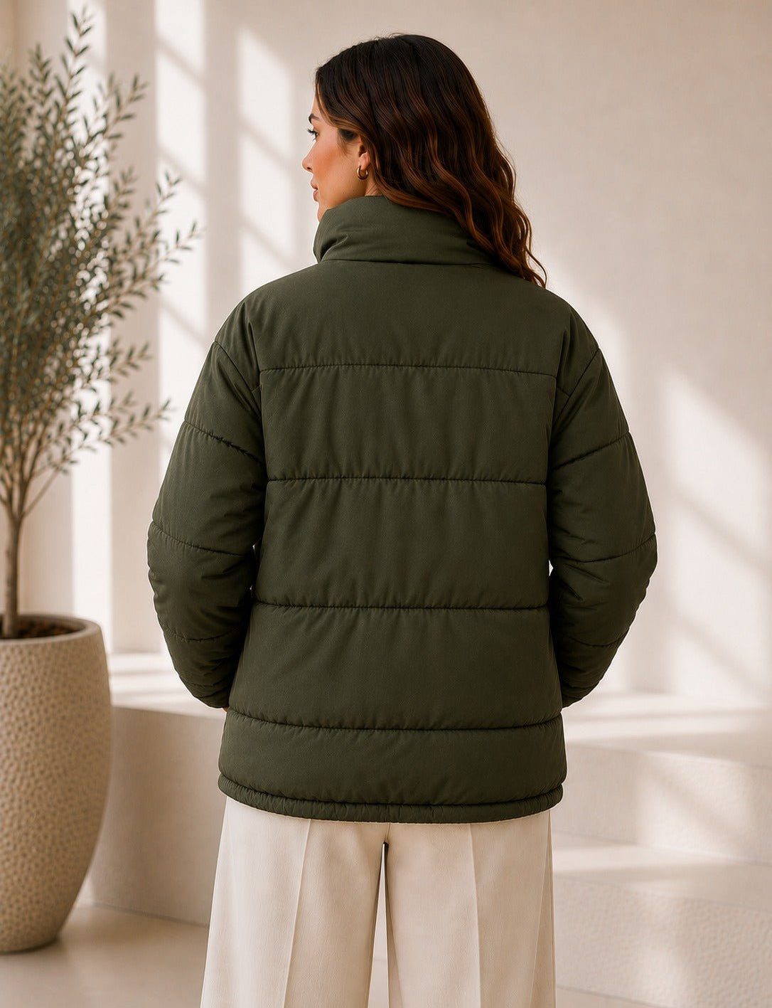 Ladies New Feeling Olive Puffer Jacket - StylePhase SA