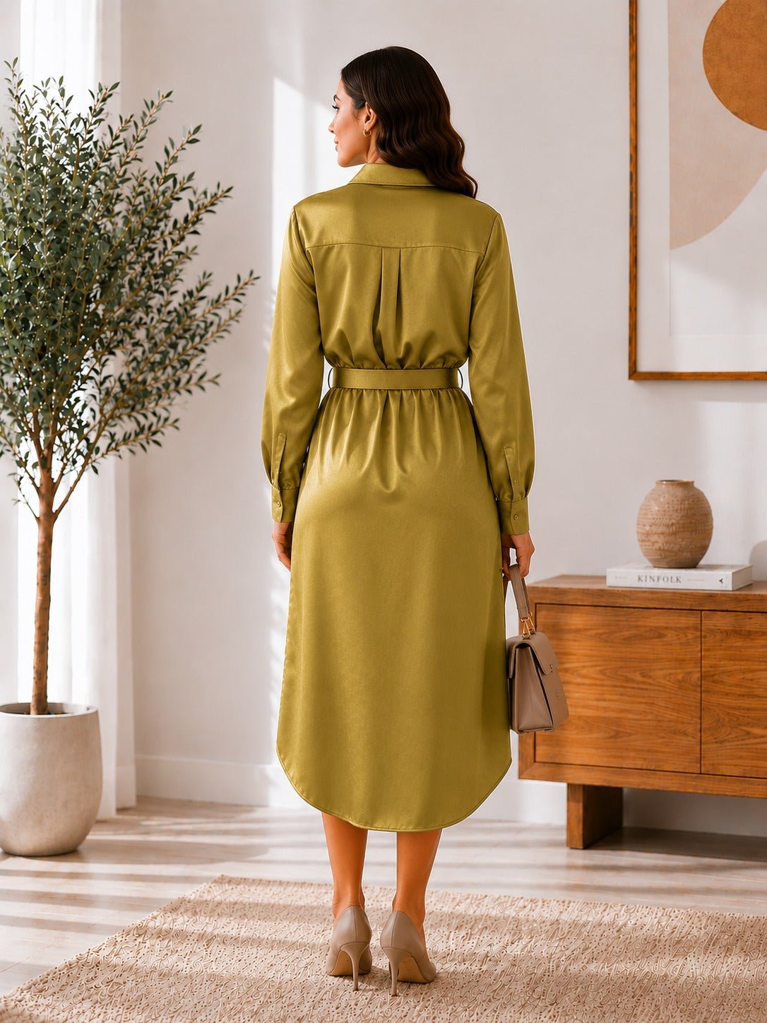 Ladies New Feeling Olive Shirtdress - StylePhase SA