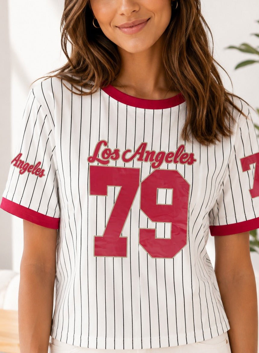 Ladies New Feeling Red Baseball Sweater - StylePhase SA