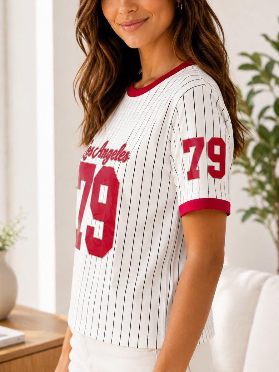 Ladies New Feeling Red Baseball Sweater - StylePhase SA