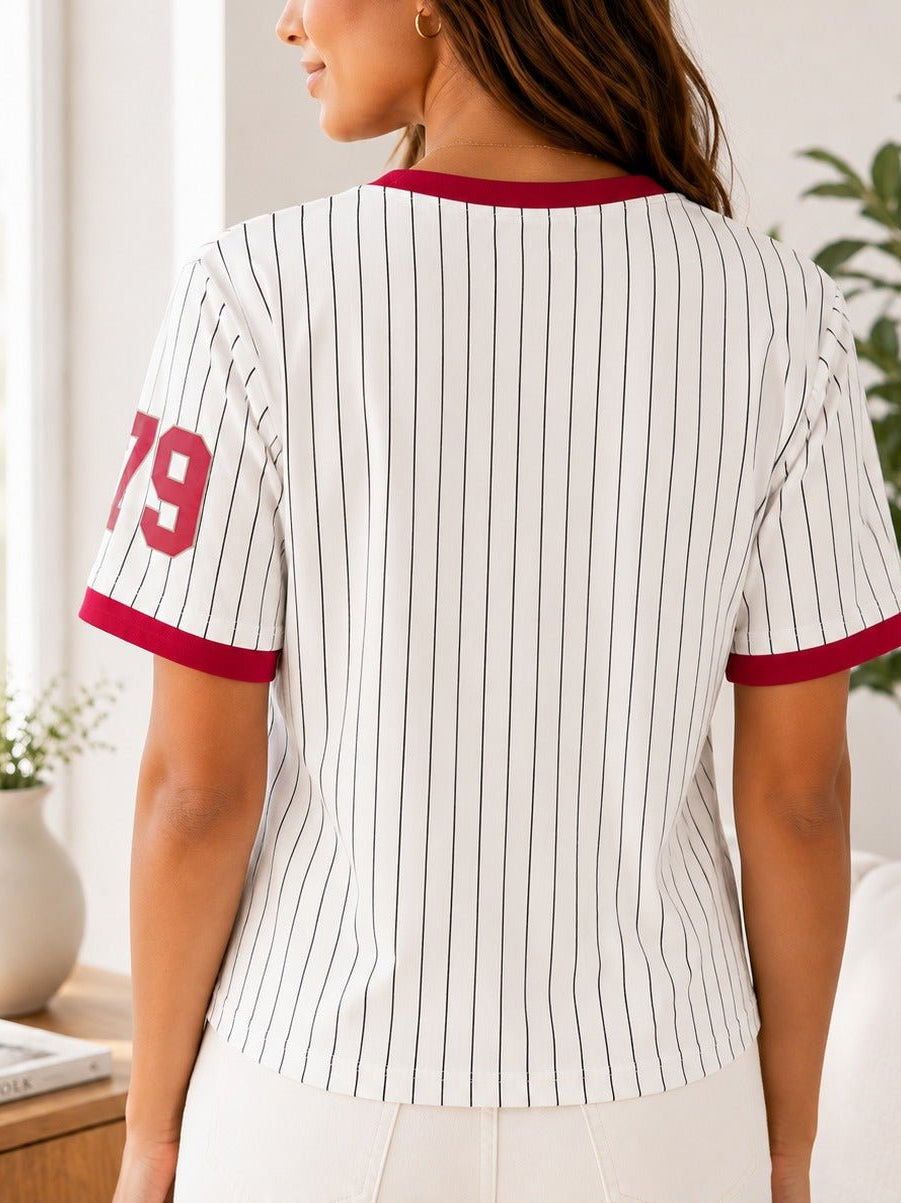 Ladies New Feeling Red Baseball Sweater - StylePhase SA