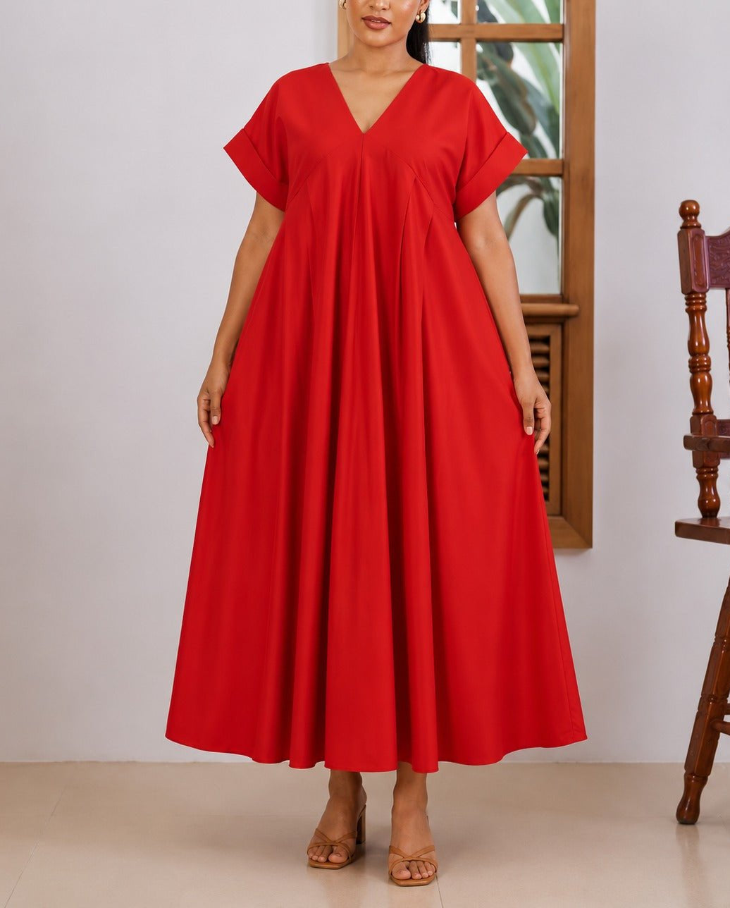 Ladies New feeling Red Pleated Dress - StylePhase SA