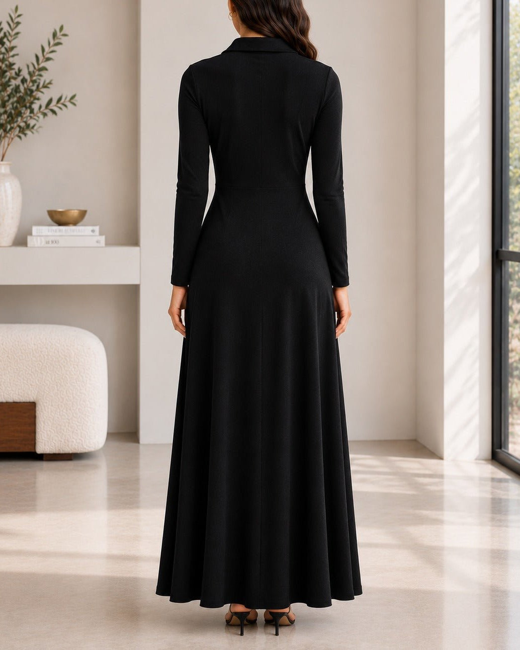 Ladies New Feeling Rib Zip Front Dress-Black - StylePhase SA