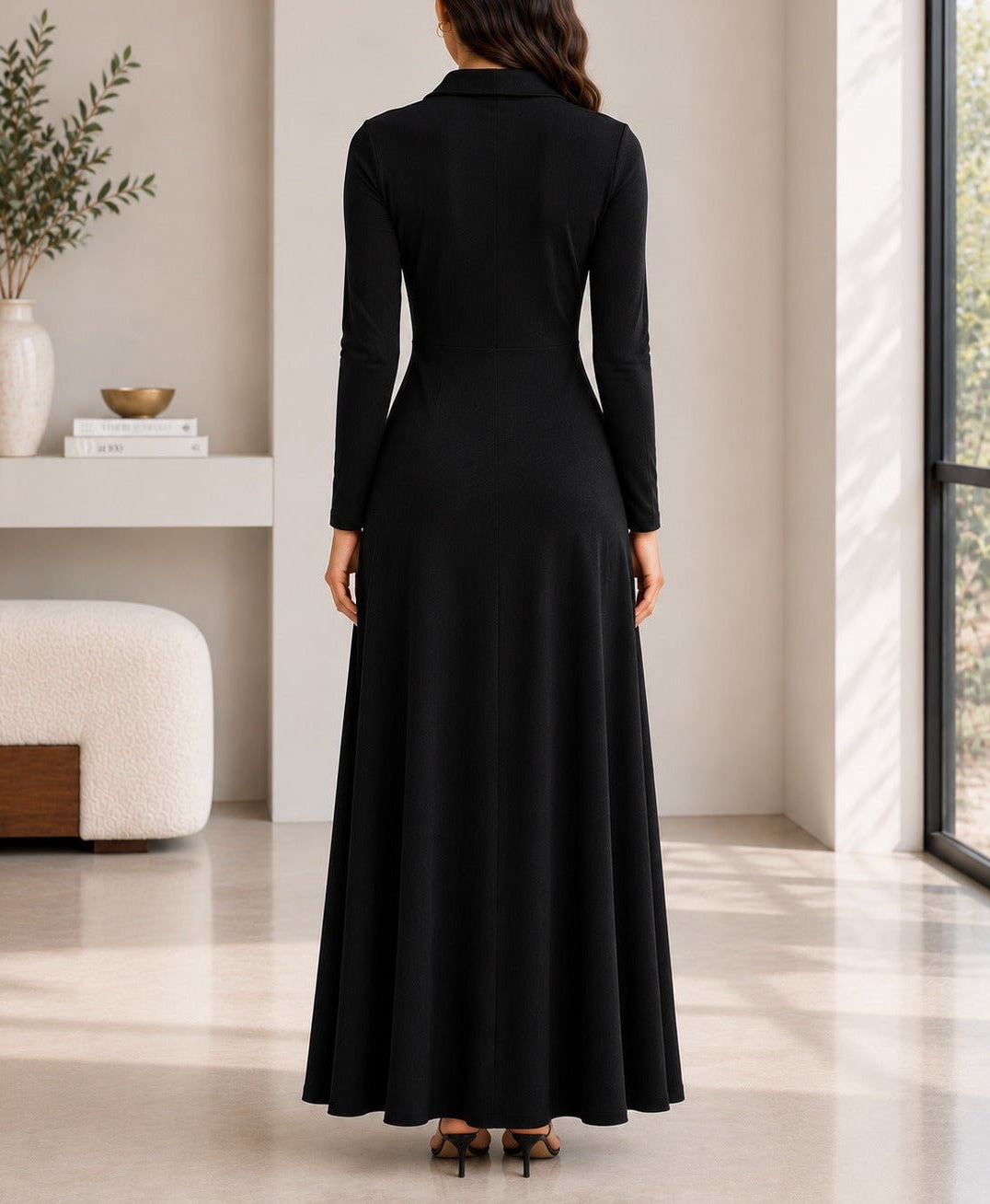 Ladies New Feeling Rib Zip Front Dress-Black - StylePhase SA
