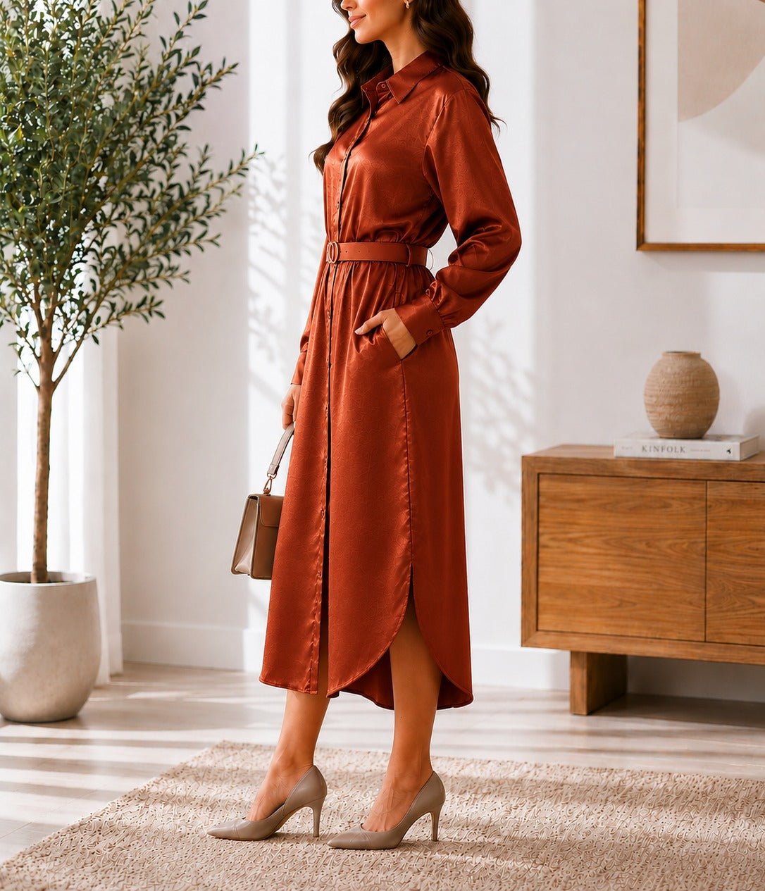 Ladies New Feeling Rust Shirtdress - StylePhase SA