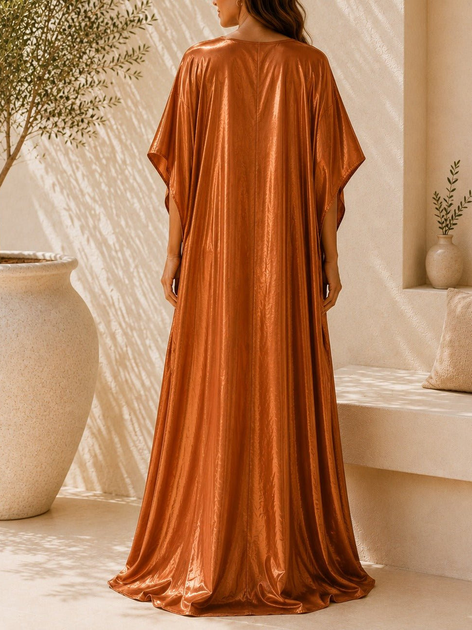 Ladies New Feeling Satin Brown Kaftan - StylePhase SA