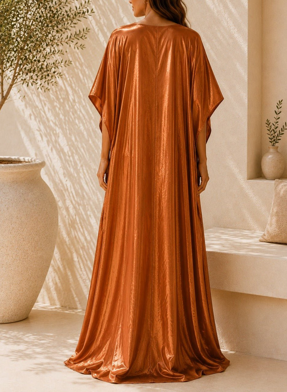 Ladies New Feeling Satin Brown Kaftan - StylePhase SA