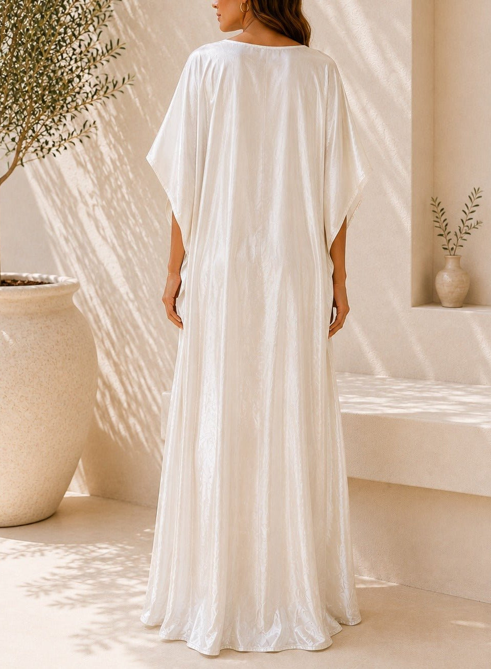 Ladies New Feeling Satin Cream Kaftan - StylePhase SA