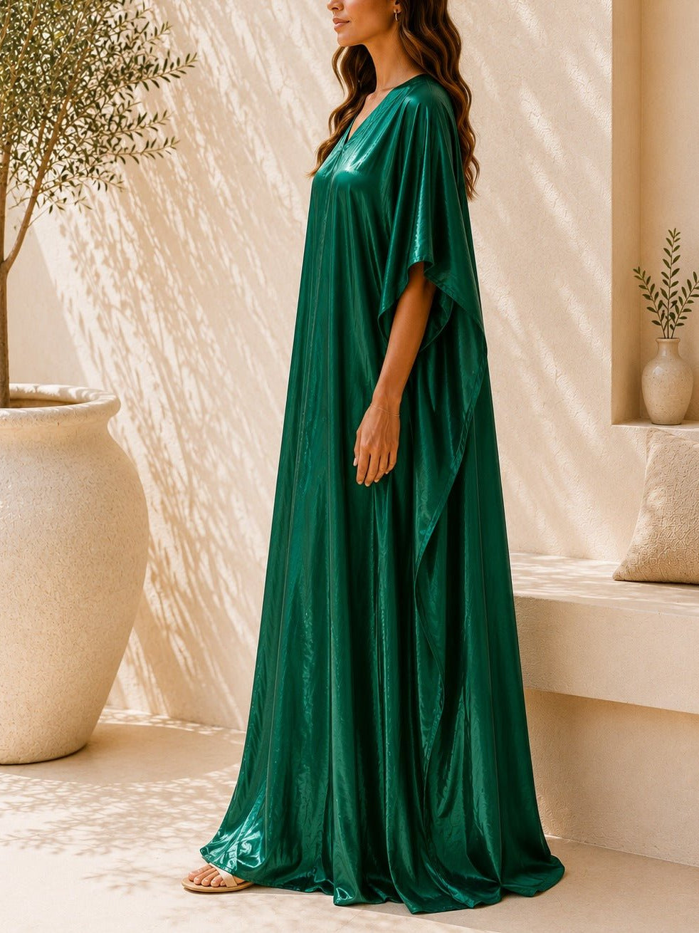 Ladies New Feeling Satin Emerald Kaftan - StylePhase SA