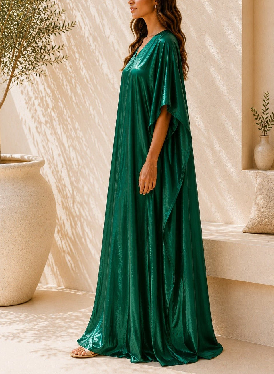 Ladies New Feeling Satin Emerald Kaftan - StylePhase SA