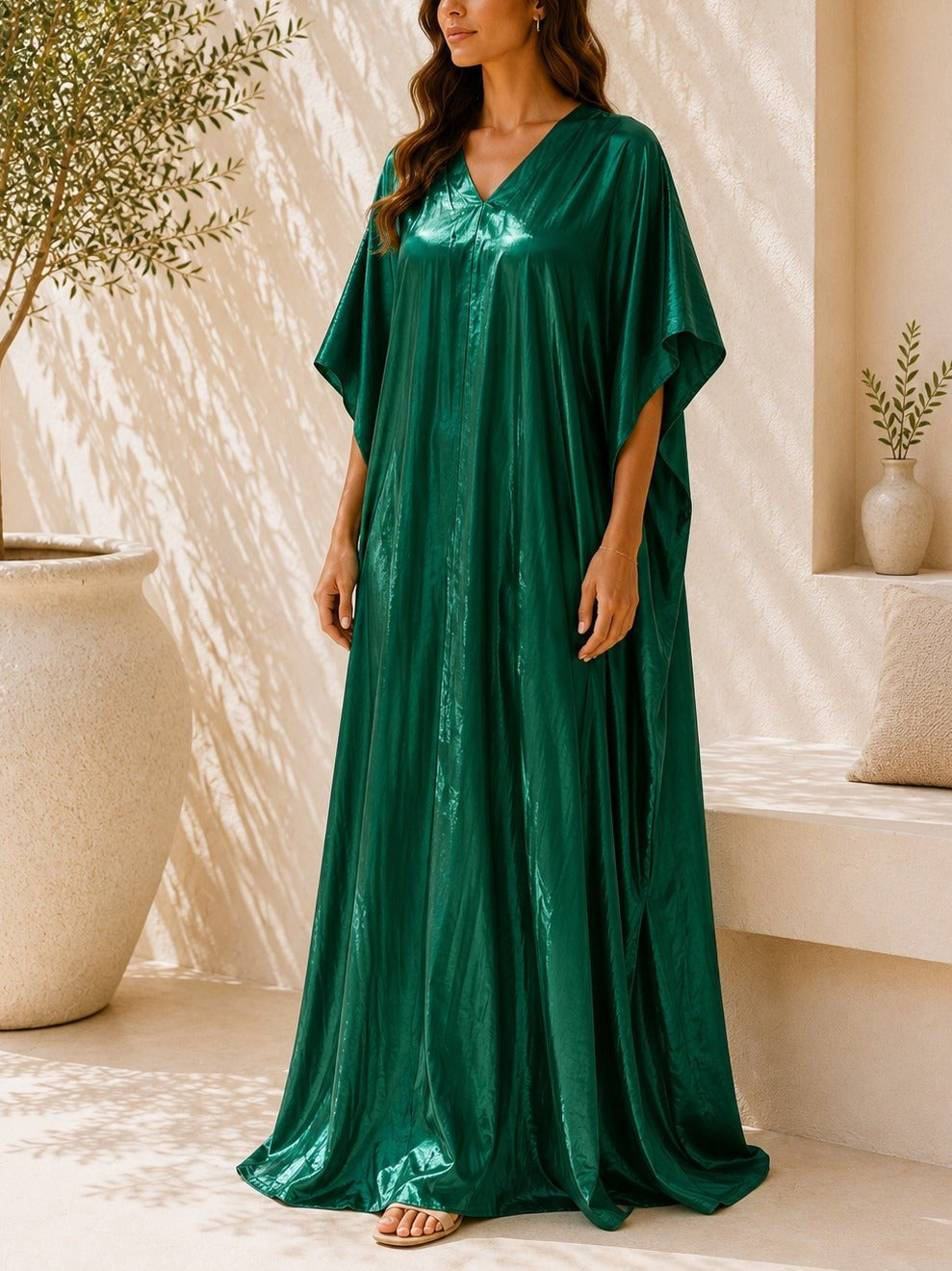Ladies New Feeling Satin Emerald Kaftan - StylePhase SA