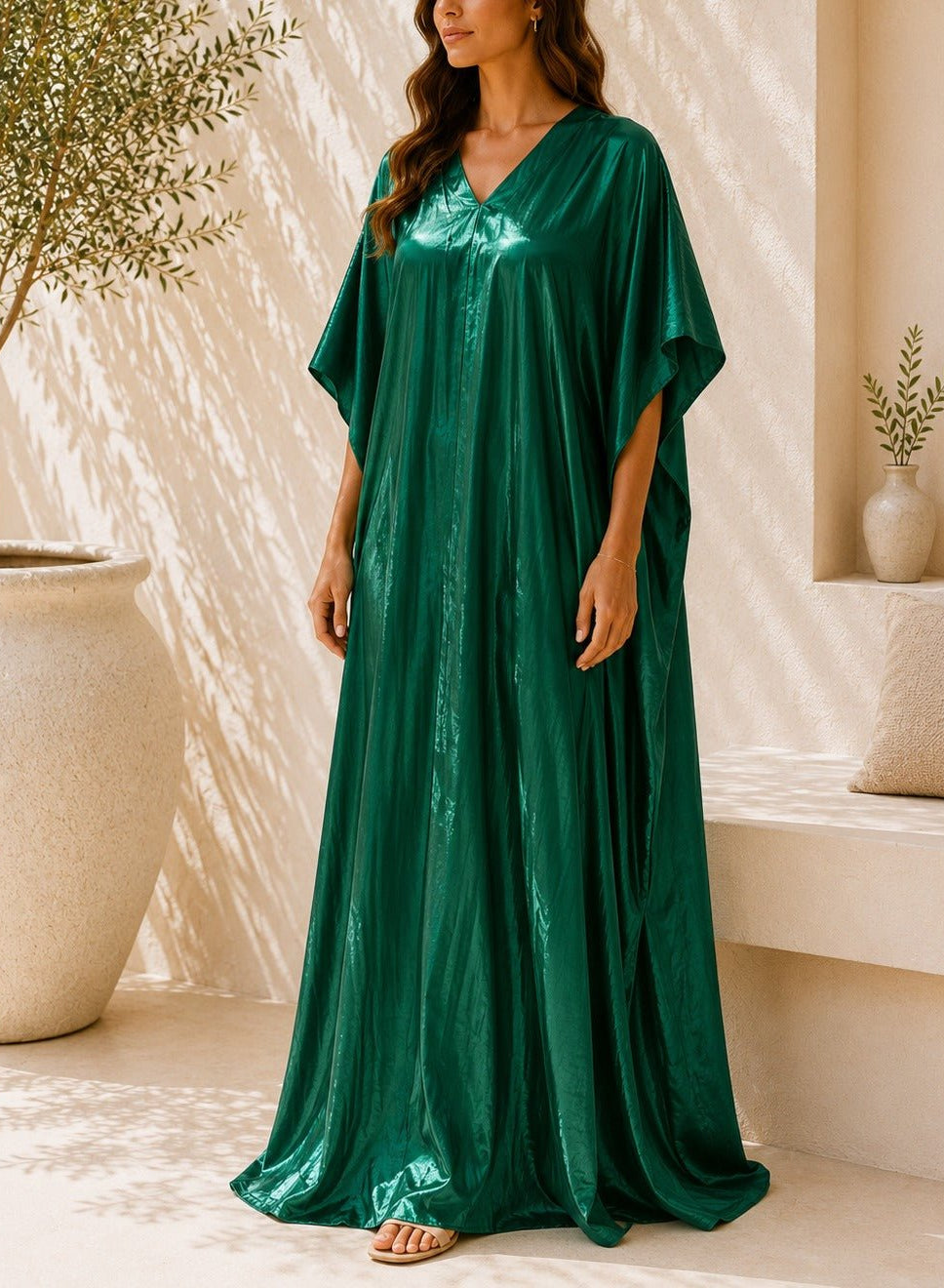 Ladies New Feeling Satin Emerald Kaftan - StylePhase SA