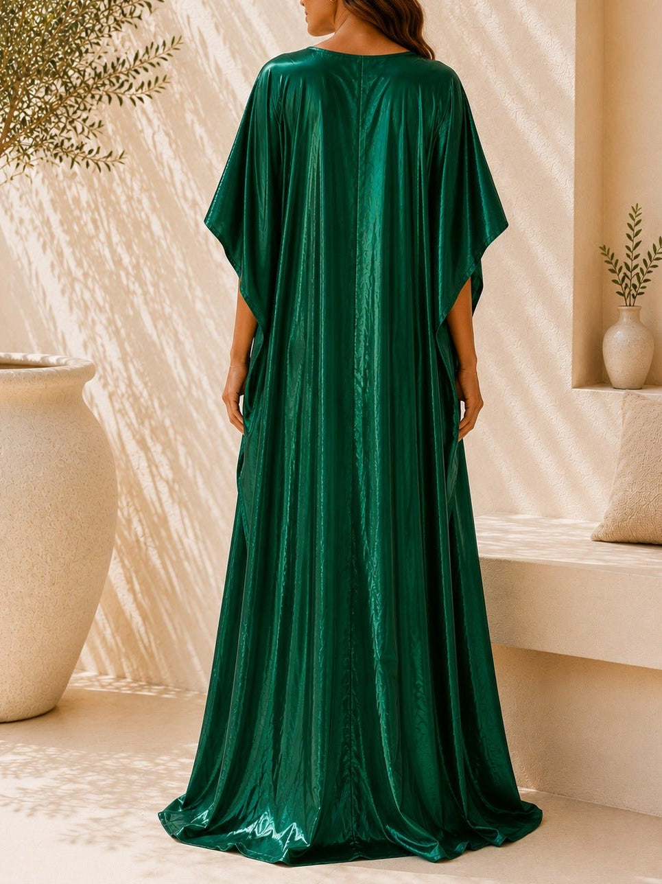 Ladies New Feeling Satin Emerald Kaftan - StylePhase SA