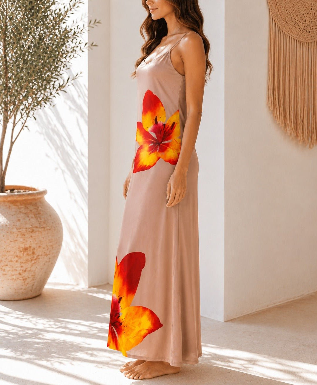 Ladies Nude Tropical Maxi Dress - StylePhase SA