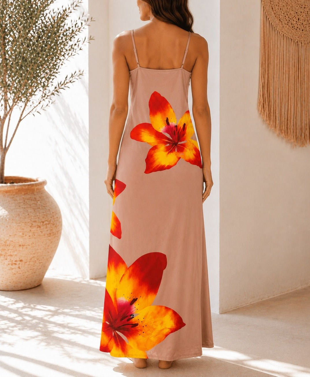 Ladies Nude Tropical Maxi Dress - StylePhase SA