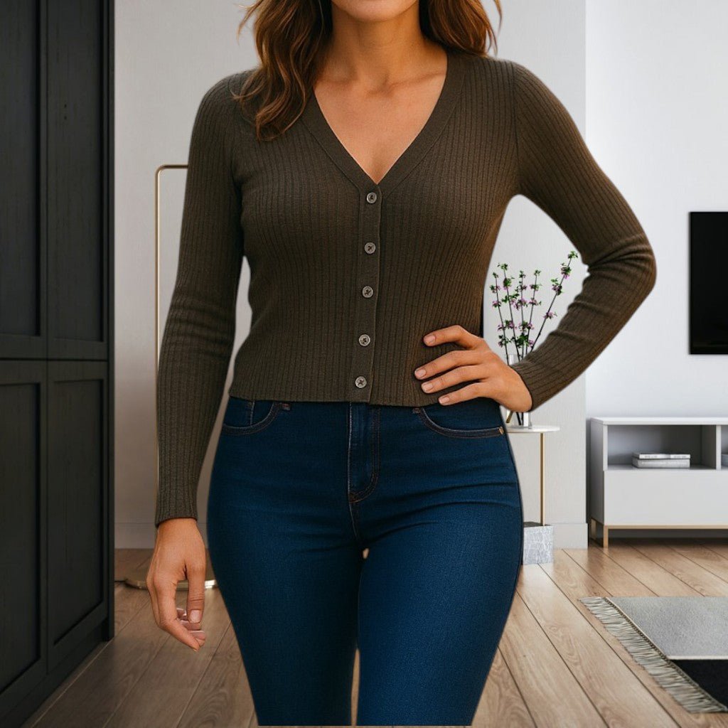 Ladies Olive Crop Jersey - StylePhase SA