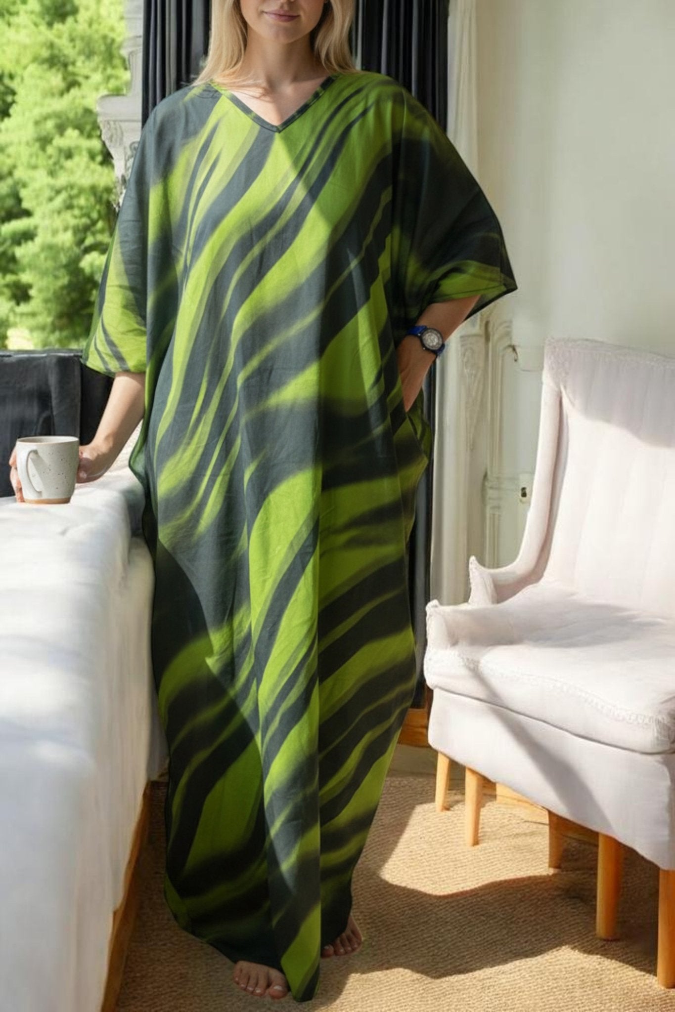 Ladies Olive Green Free Size Kaftan - StylePhase SA