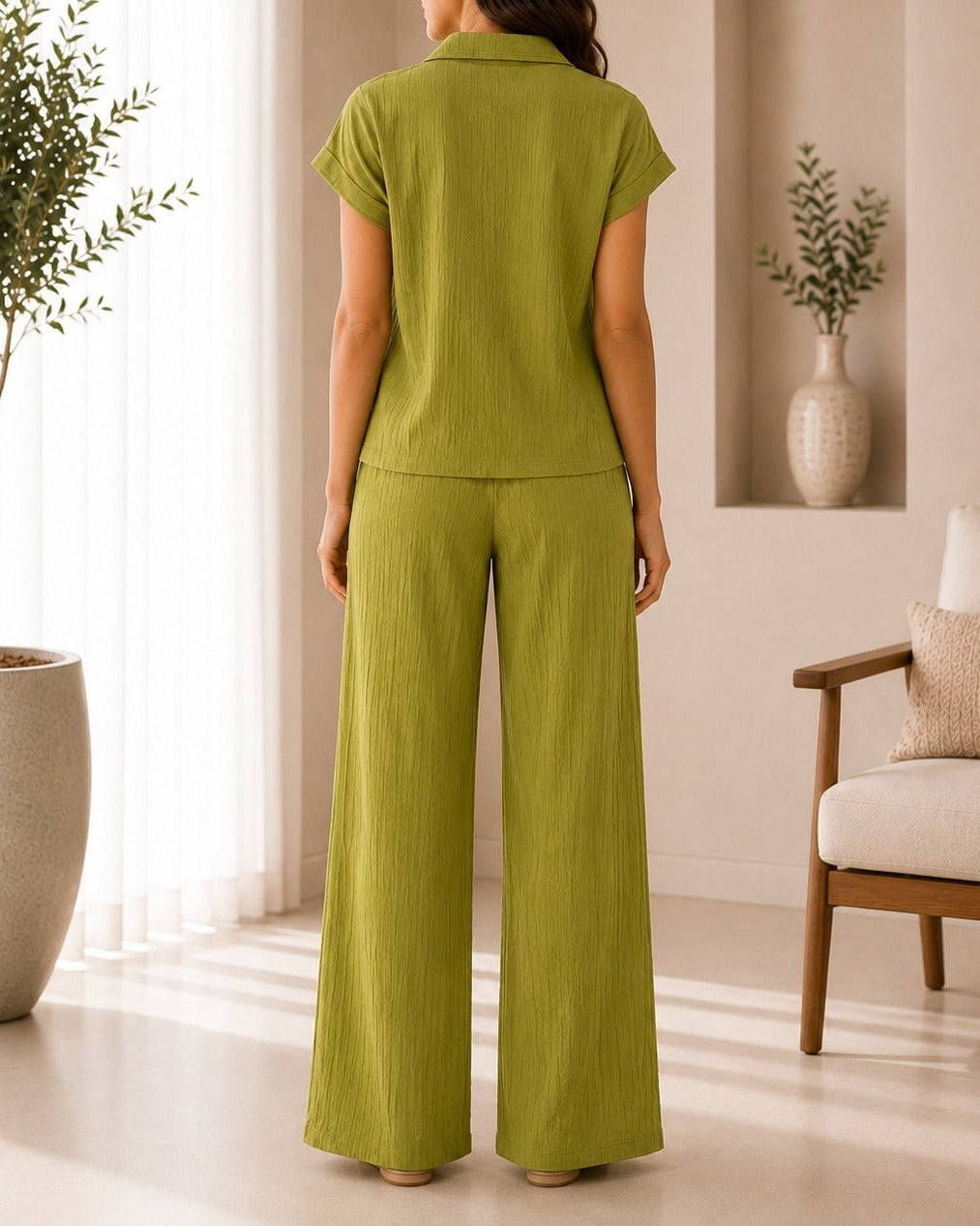 Ladies Olive Textured Two-piece New Feeling Set - StylePhase SA